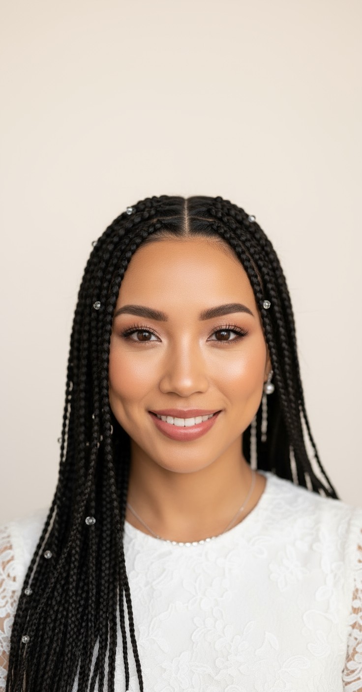 After Knotless Braids With Beads